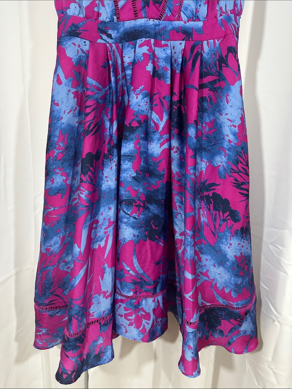 Banana Republic Petite 00 Floral Fit Flare Dress Pink Blue Sleeveless Party - Picture 5 of 9